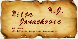 Milja Janaćković vizit kartica